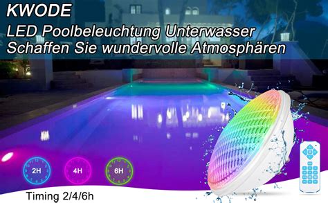 KWODE LED Poolbeleuchtung PAR56 36W RGB Schwimmbadbeleuchtung IP68