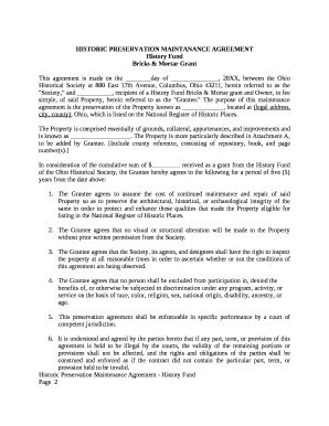 Historic Preservation Maintanance Agreement Doc Template Pdffiller