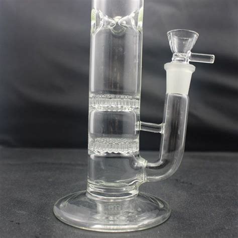 Double Honeycomb Glass Bongs Straight Tube With Ice Pinch Glass Water Pipe Glass Bubbler 145