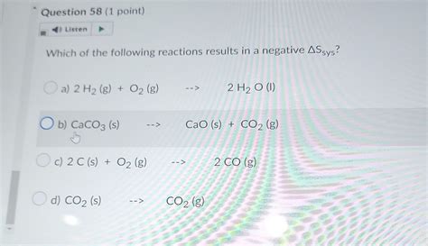 Solved Which Of The Following Reactions Results In A Chegg