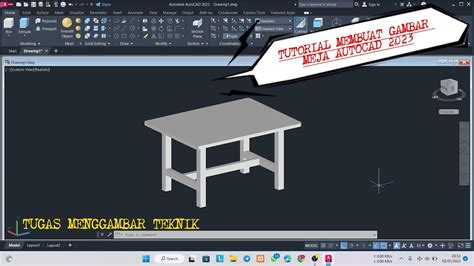 Tutorial Membuat Meja Pada Autocad 2023 Youtube