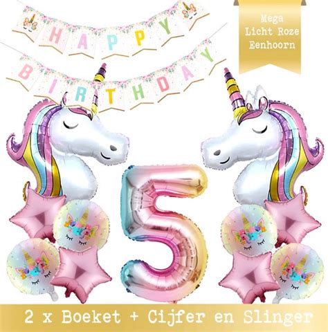 Snoes Cijfer Ballon Unicorn Mega Pack Eenhoorn Licht Roze Diy