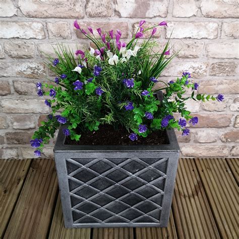 Small Lazio Square Grey Pewter Garden Planter