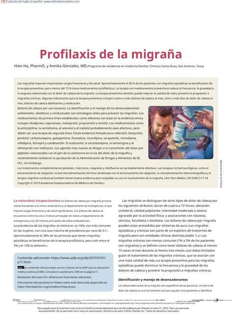 Profilaxis de la migraña daniela tafur vargas uDocz