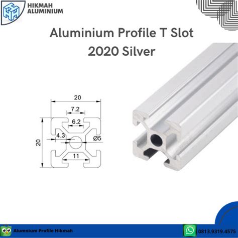 Jual Aluminium Profile T Slot 2020 Silver Panjang 6 Meter Kab Bekasi Aluminium Profile