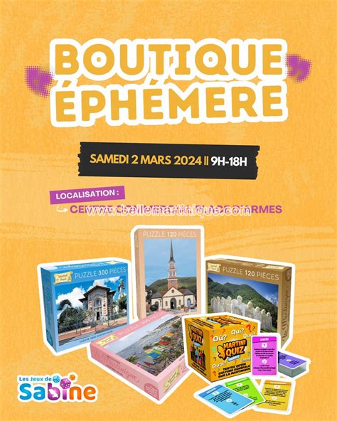 BOUTIQUE EPHEMERE LES JEUX DE SABINE Agenda Belle Martinique