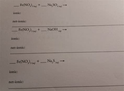 Solved Write Molecular Ionic And Net Ionic Equations For