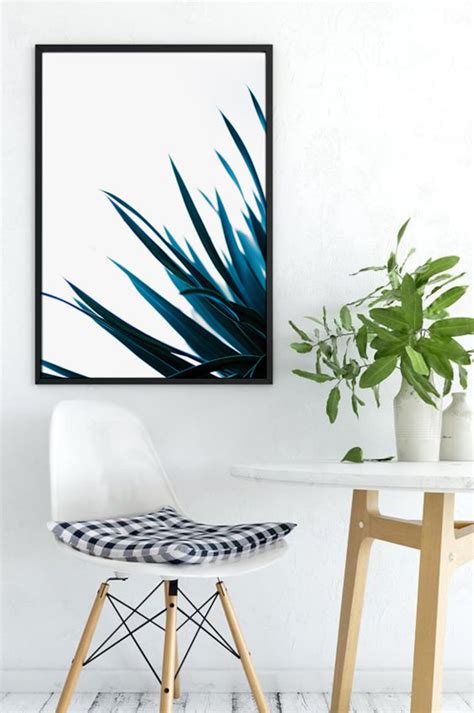 Indigo Blue Art Blue Leaves Wall Art Navy Print Tropical | Etsy