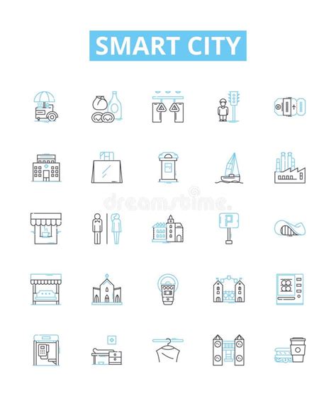 City Map Icons Signs Outline Symbols Concept Linear Illustration