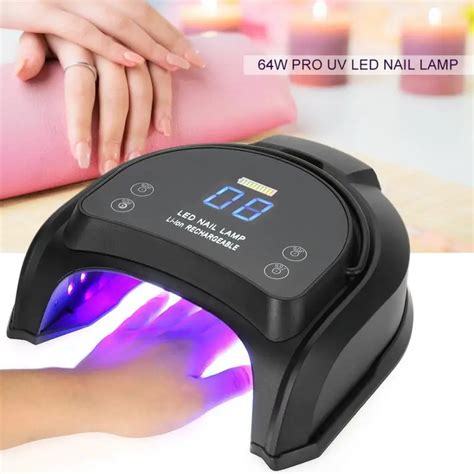 64W Rechargeable Pro UV LED Gel Nail Lamp Art Polish Dryer Manicure