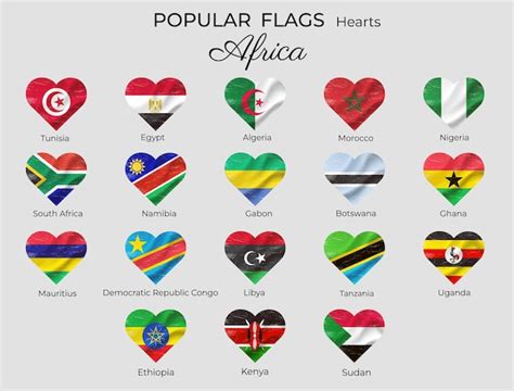 Premium Vector Flags Of African Countries Flag In Heart Shape Grunge