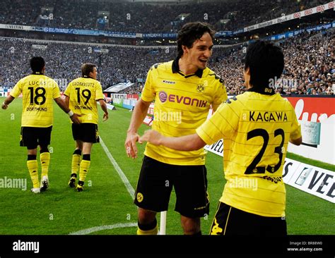 Shinji KAGAWA Of Dortmund Celebrates With HUMMELS His Second Goal