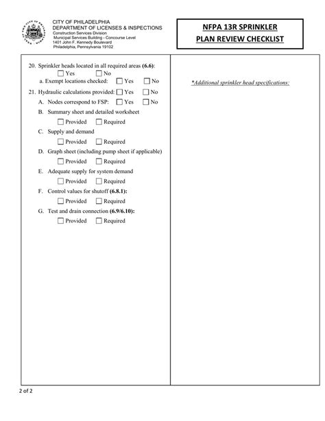 City Of Philadelphia Pennsylvania Nfpa R Sprinkler Plan Review