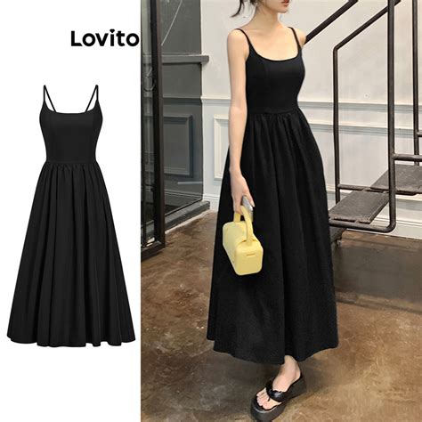 Lovito Women Boho Plain Tie Back Backless Ball Gown Dress L Ed