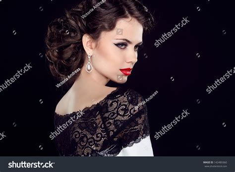 Fashion Brunette Model Portrait Jewelry Hairstyle Stock Photo Shutterstock