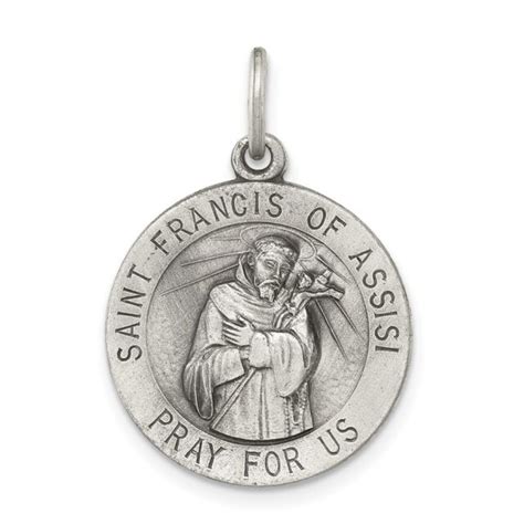 Sterling Silver Antiqued Finish Saint Francis Of Assisi Medal Pendant 0 99 Inch Ebay