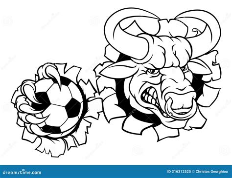 Bull Minotaur Longhorn Cow Soccer Mascot Cartoon Cartoondealer