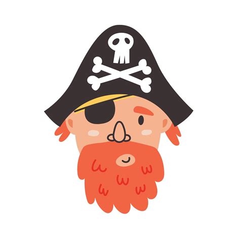 Face one eyed pirate captain 6480141 Vector Art at Vecteezy