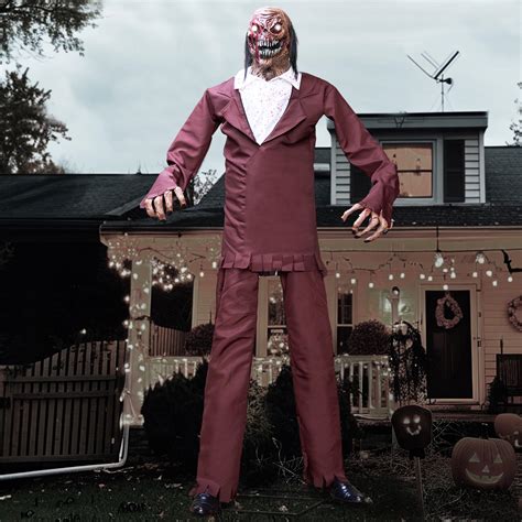 JOYIN Halloween Animatronics Standing Zombie with Suit, 7.5ft Giant ...