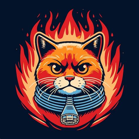 Vector Illustration Cat Head Burn Premium AI Generated Vector