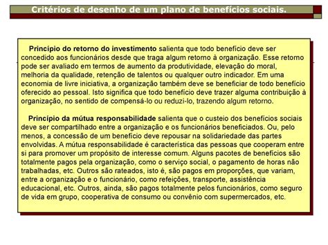 Cap Tulo Benef Cios E Servi Os Conceito De Benef Cios Sociais Ppt