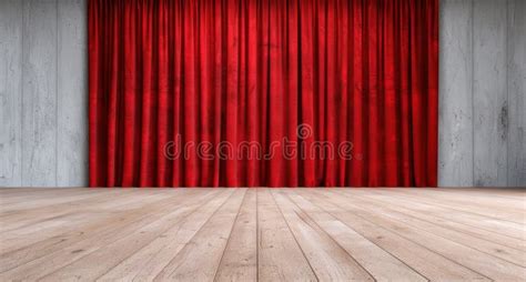 Red Curtain Stage Backdrop with Wooden Floor Stock Illustration ...