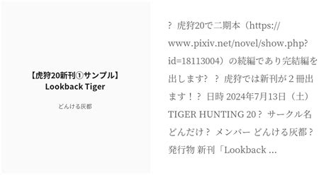 R 18 腐向け 兎虎 【虎狩20新刊①サンプル】lookback Tiger どんける灰都の小説 Pixiv