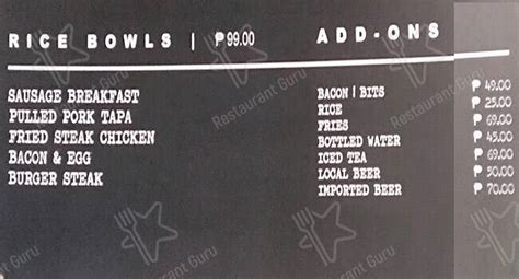 Menu at Burger Spot restaurant, Pasig