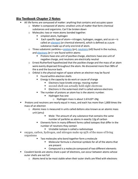 Bio Textbook Chapter Notes Bio Textbook Chapter Notes All Life