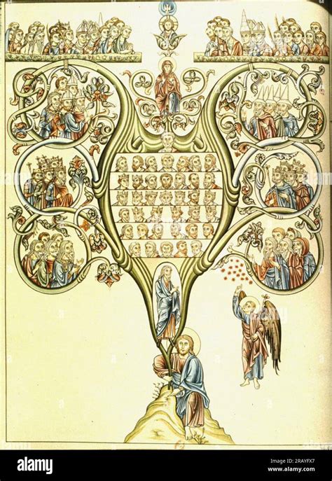 Tree Of Jesse With All Ancestors In Trunk By Herrad Of Landsberg Stock