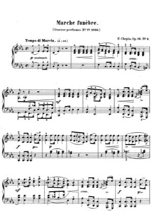 Funeral March Op.72 No.2 - Chopin Free Piano Sheet Music PDF