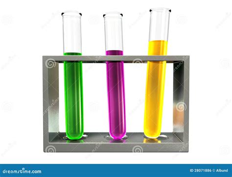 Three Test Tubes In A Metal Stand Front Royalty Free Stock Image