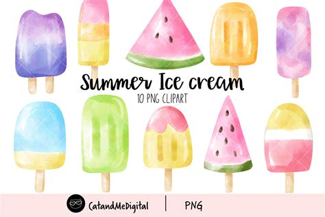 Summer Ice Cream Clipart Graphic By Catandme · Creative Fabrica