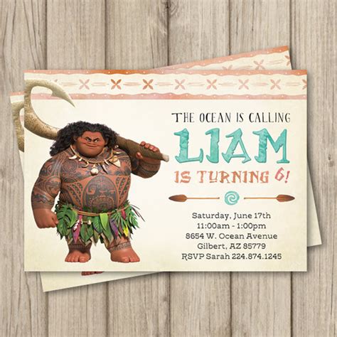 Invitaci N De Cumplea Os De Maui De Moana Cumplea Os De Maui Etsy M Xico