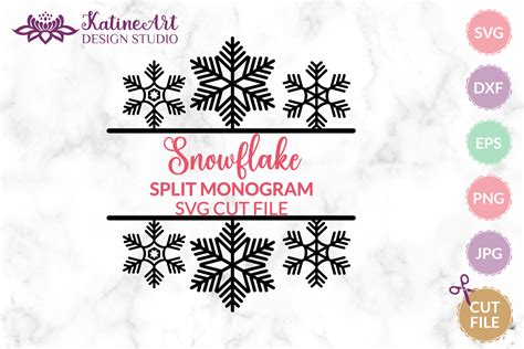 Snowflake Split Monogram Svg Frame Graphic by Katine Design · Creative ...