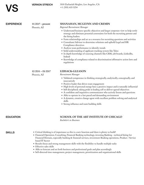 Recruitment Manager Resume Samples Velvet Jobs