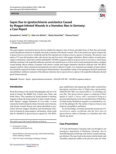 (PDF) Sepsis Due to Ignatzschineria ureiclastica Caused by Maggot-Infested Wounds in a Homeless ...