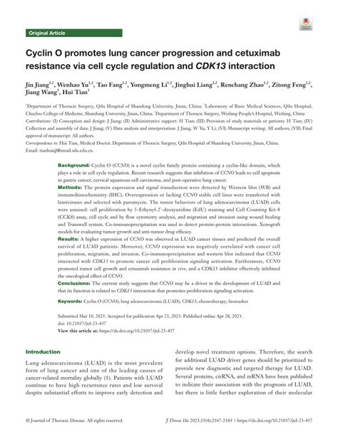 Pdf Cyclin O Promotes Lung Cancer Progression And Cetuximab