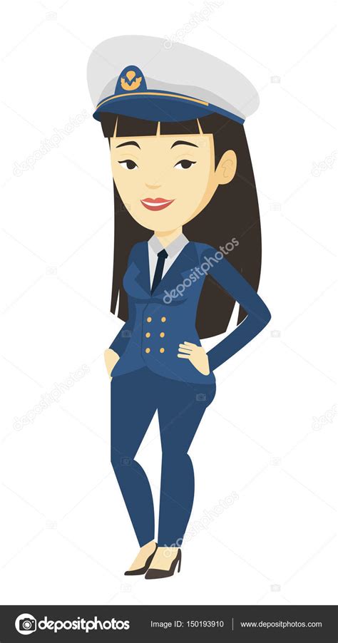 Улыбающийся капитан корабля в форме в порту . Stock Vector by ...