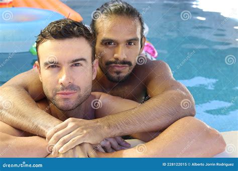 Gorgeous Interracial Gay Couple In Swimming Pool Stock Image Image Of Desire Adults 228122015