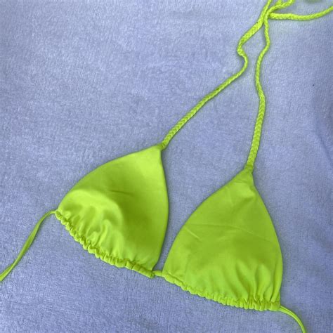 Missguided Padded Neon Yellow Bikini Brill Depop