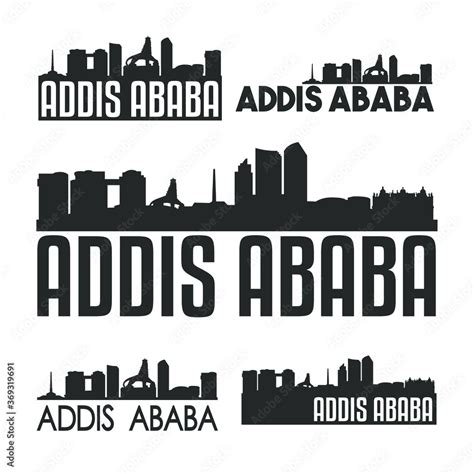 Addis Ababa Ethiopia Flat Icon Skyline Vector Silhouette Design Set ...