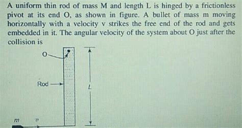 A Uniform Thin Rod Of Mass M And Length L Is Hinged By A Frictionless