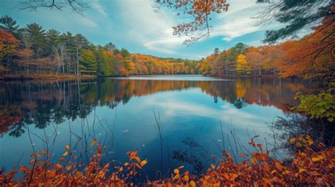 Premium Photo | Autumn Reflections on a Peaceful Forest Lake Resplendent