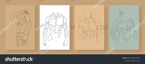 Continuous Line Male Figure Naked Strong Stock Vector Royalty Free Shutterstock