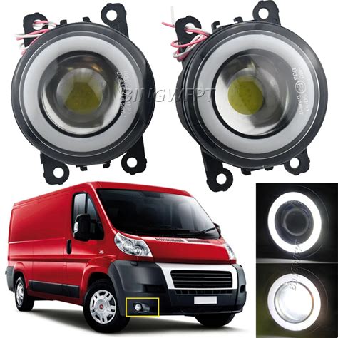 For Fiat Ducato 250 290 2014 2020 Car Lens LED Fog Lights Angel Eye DRL