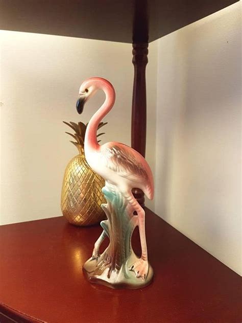 Vintage Pink Flamingo Figurine Ceramic Flamingo Mid Century Etsy