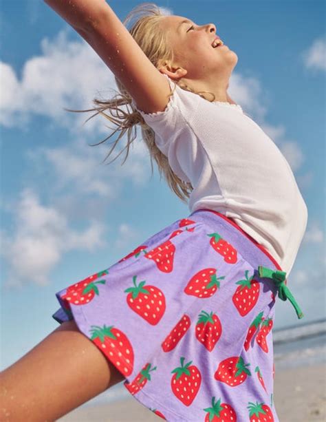 Printed Jersey Skort Parma Violet Strawberries Boden Uk