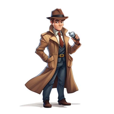 Premium Ai Image Man Detective D Cartoon Illustraton On White Background