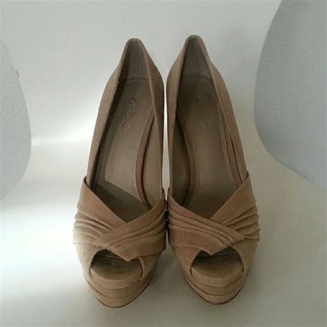 Aldo Shoes Aldo Nude Suede Stiletto Peep Toe Pumps Poshmark